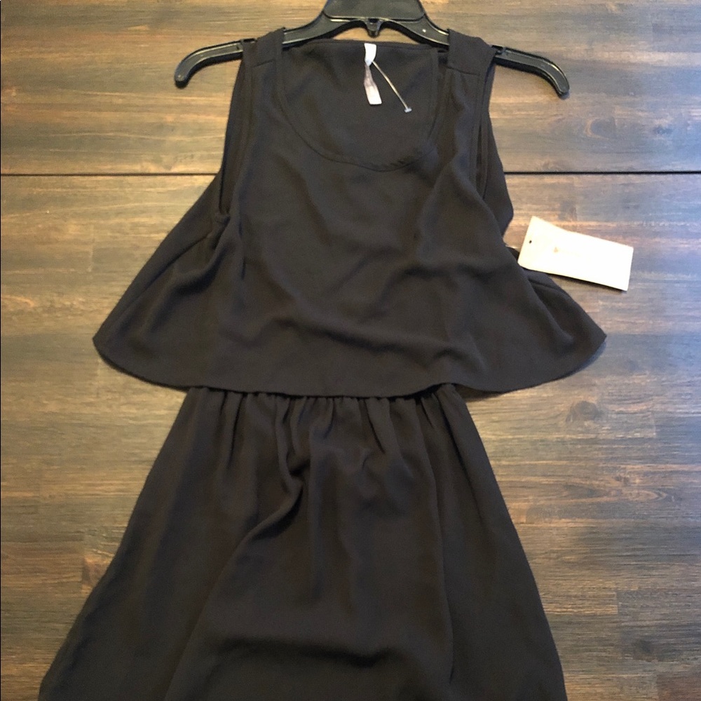 Paper Crane black rayon mini dress